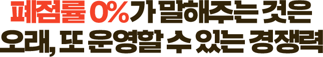 폐점률 0%가 말해주는 것은 오래, 또 운영할 수 있는 경쟁력